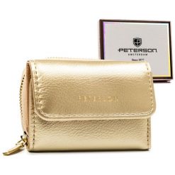 Portfel damski Peterson PTN 011-HRH złoty. Żółte portfele damskie Peterson, ze skóry ekologicznej. Za 54.00 zł.