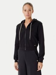 Guess Bluza V5YQ06 KBSL2 Czarny Regular Fit. Czarne bluzy damskie Guess, xxs, z aplikacjami, z syntetyku, bez ramiączek, bez kaptura. Za 299.99 zł.