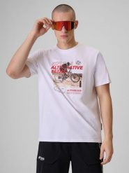 4F T-shirt relaxed z nadrukiem męski - biały XL. Białe t-shirty męskie 4F, m, bez wzorów, z bawełny, bez kołnierzyka, bez ramiączek. Za 79.99 zł.