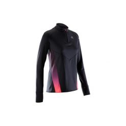 Bluza Z Długim Rękawem Do Biegania Kiprun Warm Light Damska. Czarne bluzy damskie KALENJI, bez wzorów, z elastanu, bez ramiączek, bez kaptura. Za 99.99 zł.
