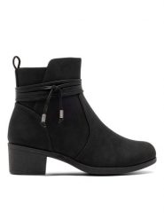 Clara Barson Botki ADALYN WFA2518-3 Czarny. Czarne botki damskie Clara Barson, bez wzorów, ze skóry, bez obcasa, na słupku, bez zapięcia. Za 139.99 zł.