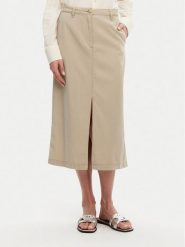 Tommy Hilfiger Spódnica midi WW0WW44726 Beżowy Regular Fit. Brązowe spódnice damskie Tommy Hilfiger, bez wzorów, z bawełny, midi. Za 319.99 zł.
