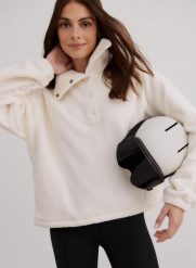 Damska bluza oddychająca z futerkową podszewką Polar Fleece Long Sleeve kremowa. Białe bluzy damskie Aim'n, s, z aplikacjami, z materiału, bez ramiączek, bez kaptura. Za 508.00 zł.