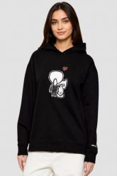 KARL LAGERFELD Czarna damska bluza z nadrukiem Ikon Valentine, Rozmiar M. Czarne bluzy damskie KARL LAGERFELD, m, bez wzorów, eleganckie, bez ramiączek, bez kaptura. W wyprzedaży za 459.99 zł.