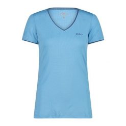 Koszulka damska CMP. Niebieskie bluzki damskie CMP, bez wzorów, z materiału, sportowe, bez kołnierzyka, bez ramiączek. W wyprzedaży za 89.55 zł.