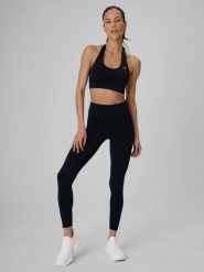 4F Legginsy treningowe szybkoschnące damskie - czarne XL. Czarne legginsy damskie 4F, bez wzorów, z materiału. Za 149.99 zł.