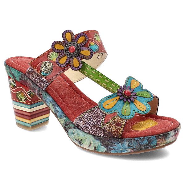 Czerwone Śliczne Klapki Laura Vita Modne Obuwie Damskie. Czerwone klapki damskie Laura Vita, na lato, z aplikacjami, z materiału, bez obcasa, na obcasie, bez zapięcia. Za 239.00 zł.