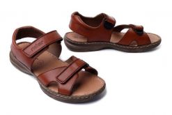 RIEKER 21461-24 brown, sandały męskie. Brązowe sandały męskie Rieker, na lato, bez wzorów, bez zapięcia. Za 237.93 zł.