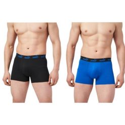 Bokserki majtki męskie Puma 2-Pack. Czarne bokserki męskie Puma, bez wzorów, z materiału. W wyprzedaży za 56.05 zł.