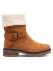 Clara Barson Botki SERENITY HL221124 Brązowy. Brązowe botki damskie Clara Barson, bez wzorów, z materiału, bez obcasa, na płaskiej podeszwie, bez zapięcia. Za 169.99 zł.