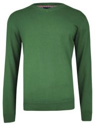 Sweter w Serek, Zielony (V-neck) Klasyczny, Męski, Elegancki - Adriano Guinari. Zielone swetry męskie Adriano Guinari, l, bez wzorów, z bawełny, biznesowe, bez kołnierzyka, bez ramiączek. Za 159.00 zł.