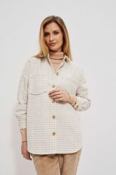 Koszula w kratkę. Koszule damskie MOODO, xl, bez wzorów, z poliesteru, bez kołnierzyka, bez ramiączek. W wyprzedaży za 33.99 zł.