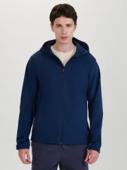 4F Kurtka softshell wiatroodporna membrana 5000 męska - granatowa S. Niebieskie kurtki męskie 4F, m, bez wzorów, z dzianiny, z kapturem, windstopper. W wyprzedaży za 199.99 zł.