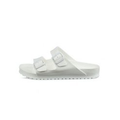 Klapki męskie Birkenstock Arizona Eva. Białe klapki męskie Birkenstock, bez wzorów, z materiału, bez zapięcia. Za 334.00 zł.