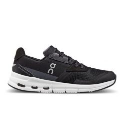 Buty do biegania damskie On Cloudrift. Czarne obuwie sportowe damskie On, bez wzorów, z materiału, bez zapięcia, do biegania. Za 833.00 zł.