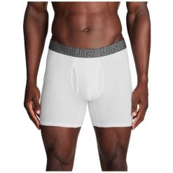 Bokserki sportowe męskie UNDER ARMOUR majtki 3-PAK. Białe bokserki męskie Under Armour, bez wzorów, z bawełny. Za 149.99 zł.