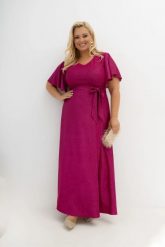 Wieczorowa sukienka maxi Wedding Glow amarantowa z poświatą srebra na bal i wesele Plus Size Oversize. Czerwone sukienki damskie Moda Size Plus Iwanek, na imprezę, l, bez wzorów, z elastanu, eleganckie, bez kołnierzyka, plus size, bez ramiączek, maxi, dopasowane. Za 439.90 zł.