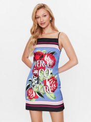 Versace Jeans Couture Sukienka letnia 74HAO936 Niebieski Regular Fit. Niebieskie sukienki damskie Versace Jeans Couture, na lato, bez wzorów, z jeansu, bez kołnierzyka, bez ramiączek. Za 1,819.00 zł.