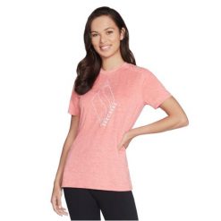 Skechers Diamond Blissful Tee, damski t-shirt. Czerwone t-shirty damskie Skechers, xs, bez wzorów, sportowe, bez kołnierzyka, bez ramiączek. Za 99.99 zł.
