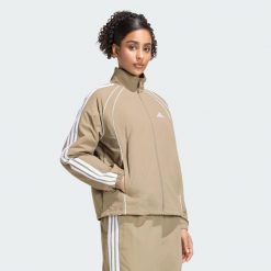 Kultowa bluza dresowa z tkaniny z 3 paskami. Zielone bluzy damskie Adidas, xl, bez wzorów, z dresówki, bez ramiączek, bez kaptura. Za 329.00 zł.