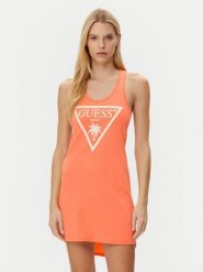 Guess Sukienka codzienna E3GP03 JA914 Pomarańczowy Regular Fit. Brązowe sukienki damskie Guess, na co dzień, xs, z aplikacjami, z bawełny, bez kołnierzyka, bez ramiączek, proste. Za 89.99 zł.