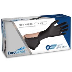 Eurogloves Rękawice nitrylowe Rozmiar S Czarny 100 sztuk. Czarne rękawiczki damskie EURO-STAR, bez wzorów, z tworzywa sztucznego. Za 265.25 zł.