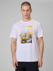 4F T-shirt regular z nadrukiem męski - biały XL. Białe t-shirty męskie 4F, m, bez wzorów, z dzianiny, bez kołnierzyka, bez ramiączek. Za 69.99 zł.