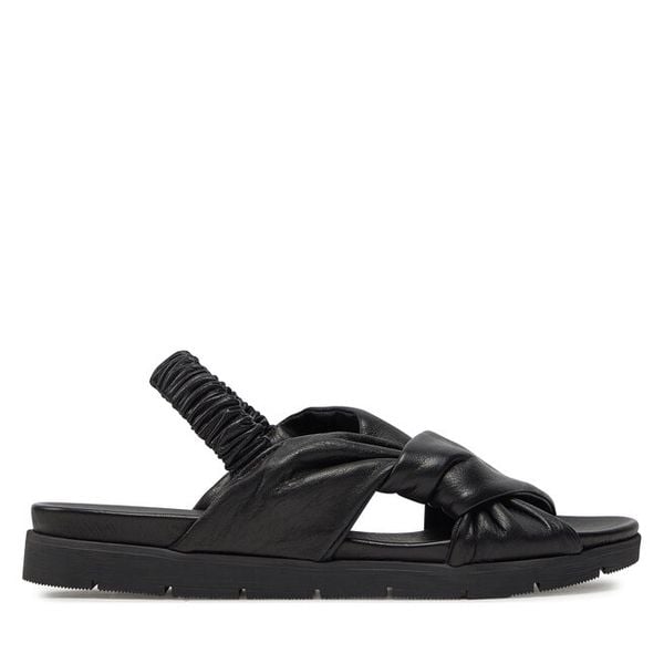 Sandały Piazza. Czarne sandały damskie Piazza, bez wzorów, bez obcasa, na płaskiej podeszwie, bez zapięcia. Za 299.99 zł.