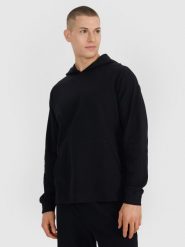 4F Bluza dresowa nierozpinana z kapturem męska - czarna M. Czarne bluzy męskie 4F, m, z aplikacjami, z bawełny, z kapturem. W wyprzedaży za 99.99 zł.