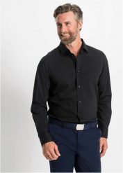 Koszula biznesowa ze stretchem, Slim Fit. Białe koszule męskie bonprix, l, bez wzorów, z materiału, biznesowe, bez kołnierzyka, bez ramiączek. Za 112.99 zł.