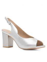 Clara Barson Sandały ACANNA KL-230801-02 Srebrny. Szare sandały damskie Clara Barson, bez wzorów, ze skóry, bez obcasa, na słupku, bez zapięcia. Za 79.99 zł.