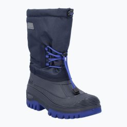Śniegowce juniorskie CMP Ahto Snowboots Wp. Niebieskie buty zimowe męskie CMP, na zimę, bez wzorów, bez obcasa, bez zapięcia. Za 259.99 zł.