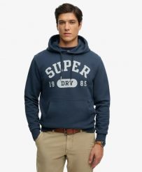 Superdry Athletic Essentials Hoodie – luźna bluza z kapturem. Niebieskie bluzy damskie Superdry, xl, bez wzorów, z bawełny, bez ramiączek, z kapturem. Za 352.05 zł.