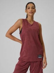 4F Koszulka do koszykówki loose szybkoschnąca uniseks - burgundowa L. Czerwone koszulki sportowe męskie 4F, l, bez wzorów, bez ramiączek, do koszykówki. Za 119.99 zł.