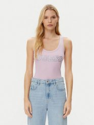 Guess Top W5GP29 KA0H1 Różowy Regular Fit. Czerwone topy damskie Guess, s, z aplikacjami, z bawełny, bez kołnierzyka, bez ramiączek. Za 109.99 zł.