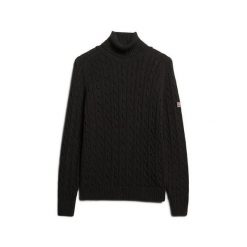 Sweter na plecionce z golfem damski Superdry. Brązowe swetry nierozpinane damskie Superdry, na zimę, bez wzorów, ze splotem, bez kołnierzyka, bez ramiączek. Za 346.50 zł.