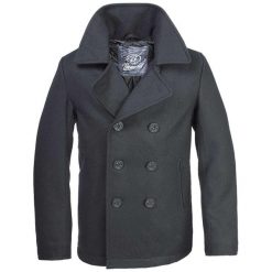 Płaszcz Brandit Pea. Czarne płaszcze damskie Brandit, s, bez wzorów, z materiału, eleganckie, bez kołnierzyka, bez kaptura. Za 444.45 zł.