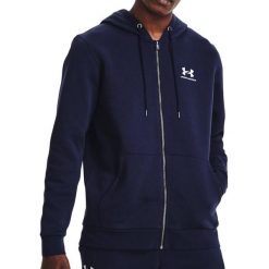 Bluza z kapturem z pełnym zamkiem błyskawicznym Under Armour Essential Fleece. Białe bluzy męskie Under Armour, bez wzorów, sportowe, bez ramiączek, z kapturem. Za 330.50 zł.