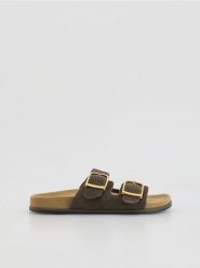 Zamszowe klapki - jasny zielony. Zielone klapki damskie Reserved, bez wzorów, z zamszu, bez obcasa, bez zapięcia. Za 169.99 zł.