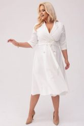 Elegancka żakietowa sukienka Marietta w kolorze ecru XXL OVERSIZE WIOSNA. Żółte sukienki damskie Moda Size Plus Iwanek, do pracy, na wiosnę, l, bez wzorów, z elastanu, biznesowe, bez kołnierzyka, bez ramiączek, mini, oversize. Za 325.00 zł.