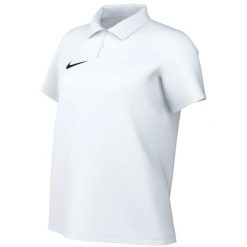 Koszulka damska Nike Dri-Fit Park 26 Polo. Białe bluzki damskie Nike, bez wzorów, z bawełny, bez kołnierzyka, bez ramiączek. Za 115.99 zł.