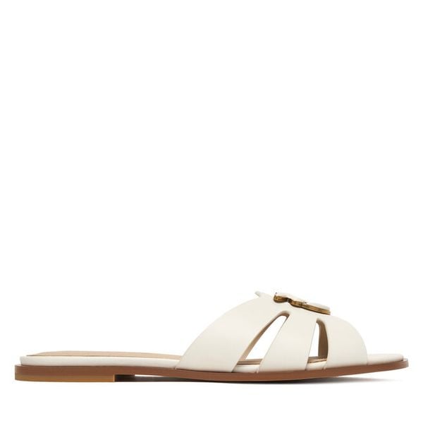 Klapki PINKO. Białe klapki damskie Pinko, bez wzorów, bez obcasa, bez zapięcia. Za 919.99 zł.