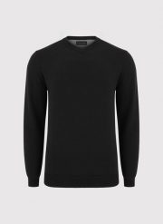 PAKO LORENTE – Czarny męski sweter w serek. Czarne swetry męskie Pako Lorente, na jesień, m, bez wzorów, z bawełny, bez kołnierzyka, bez ramiączek. Za 99.99 zł.