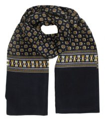 Męski Szalik Elegancki, Miękki, Dwustronny, Śliski - ALTIES - Granatowy w Geometryczny Wzór. Niebieskie szaliki męskie Alties, bez wzorów, z materiału. Za 55.00 zł.