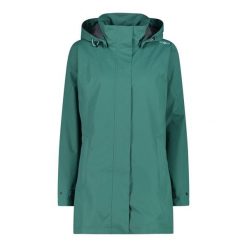 Płaszcz damski turystyczne CMP 39X6646. Zielone płaszcze damskie CMP, s, bez wzorów, sportowe, bez kołnierzyka, bez kaptura. Za 340.00 zł.