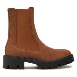 Sztyblety ONLY Shoes. Brązowe botki damskie ONLY Shoes, bez wzorów, bez obcasa, na płaskiej podeszwie, bez zapięcia. Za 279.99 zł.