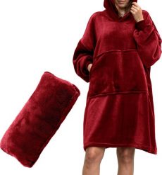 Froster Bluzair Koco Bluza Oversize z Kapturem Bordowa 4w1. Czerwone bluzy damskie Froster, bez wzorów, bez ramiączek, z kapturem. Za 162.41 zł.