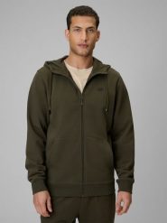 4F Bluza dresowa regular z kapturem męska - khaki S. Brązowe bluzy męskie 4F, m, bez wzorów, z bawełny, z kapturem. Za 169.99 zł.