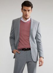 PAKO LORENTE – Szara marynarka garniturowa P22SF-3G-008-S-S. Szare garnitury męskie Pako Lorente, s, bez wzorów, z elastanu, boho. Za 649.99 zł.