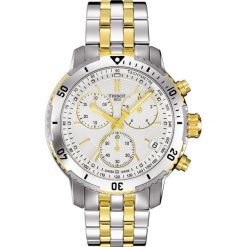 RABAT ZEGAREK TISSOT PRS 200 CHRONO T067.417.22.031.01. Szare zegarki męskie TISSOT, bez wzorów, z materiału, ze stali. W wyprzedaży za 1,740.00 zł.